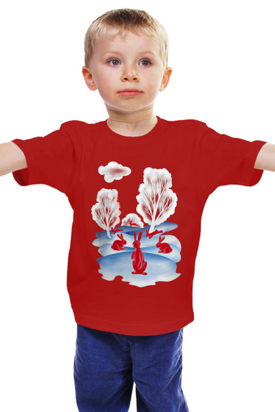Заказать детскую футболку в Москве. Детская футболка классическая унисекс КРАСНЫЕ ЗАЙЦЫ от ELENA ZHARINOVA - готовые дизайны и нанесение принтов.