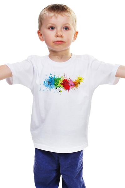 Заказать детскую футболку в Москве. Детская футболка классическая унисекс Красочные ноты от Leichenwagen - готовые дизайны и нанесение принтов.