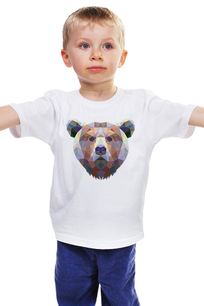 Заказать детскую футболку в Москве. Детская футболка классическая унисекс Полигональный медведь от oldman - готовые дизайны и нанесение принтов.