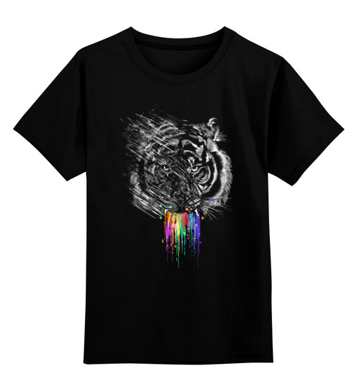 Заказать детскую футболку в Москве. Детская футболка классическая унисекс Радужный тигр от ISliM - готовые дизайны и нанесение принтов.