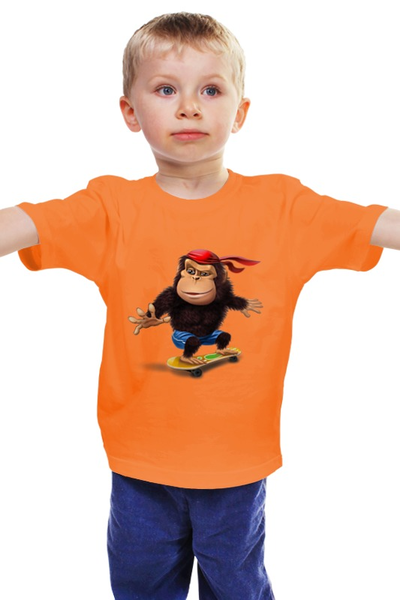 Заказать детскую футболку в Москве. Детская футболка классическая унисекс Обезьяна Скейтборд от veliar - готовые дизайны и нанесение принтов.