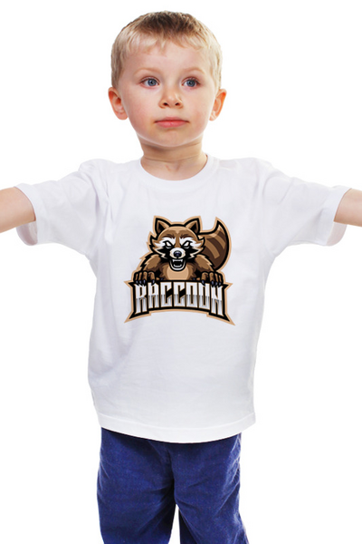 Заказать детскую футболку в Москве. Детская футболка классическая унисекс Енот  от Jimmy Flash - готовые дизайны и нанесение принтов.