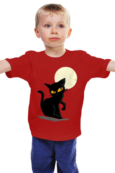 Заказать детскую футболку в Москве. Детская футболка классическая унисекс Чёрный котик от Zamula - готовые дизайны и нанесение принтов.
