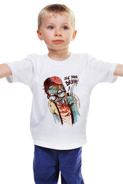 Заказать детскую футболку в Москве. Детская футболка классическая унисекс Use your brain от YellowCloverShop - готовые дизайны и нанесение принтов.
