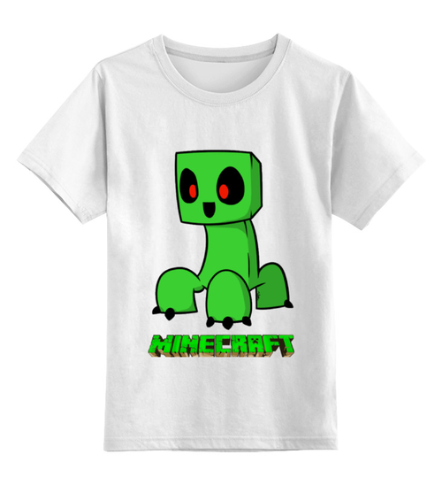 Заказать детскую футболку в Москве. Детская футболка классическая унисекс Minecraft (Майнкрафт) Creeper (Крипер) от Just kidding - готовые дизайны и нанесение принтов.