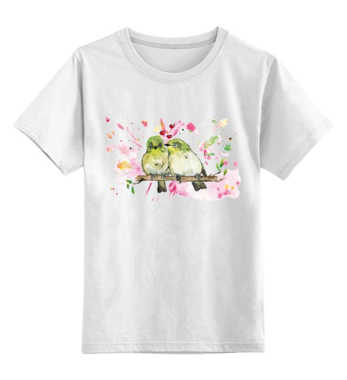 Заказать детскую футболку в Москве. Детская футболка классическая унисекс Влюбленные птички от Olia Shipilova - готовые дизайны и нанесение принтов.