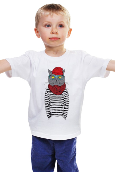 Заказать детскую футболку в Москве. Детская футболка классическая унисекс Cat Hipster от sashadasha - готовые дизайны и нанесение принтов.