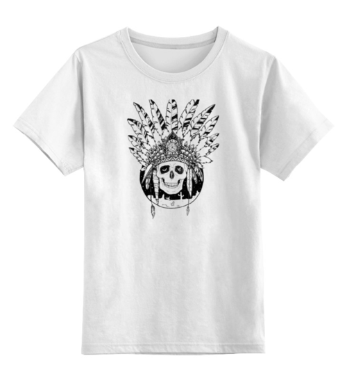 Заказать детскую футболку в Москве. Детская футболка классическая унисекс Череп индейца от mosya - готовые дизайны и нанесение принтов.