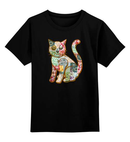 Заказать детскую футболку в Москве. Детская футболка классическая унисекс Лоскутный кот от Xieros - готовые дизайны и нанесение принтов.