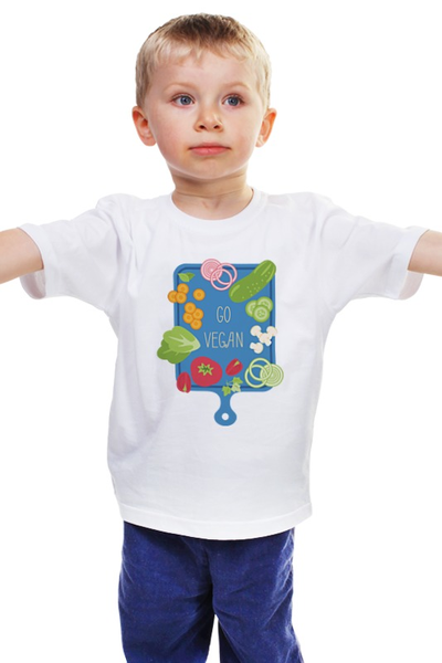 Заказать детскую футболку в Москве. Детская футболка классическая унисекс Go vegan от catification - готовые дизайны и нанесение принтов.