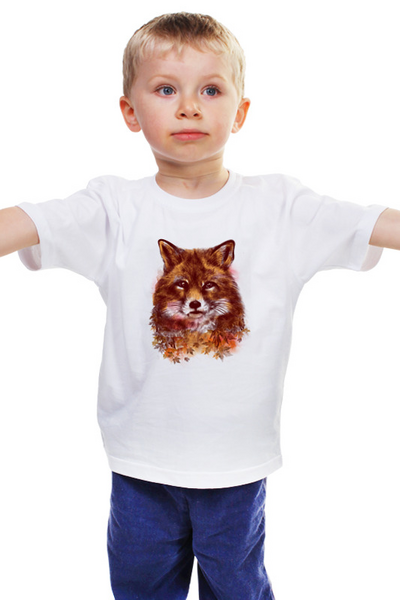 Заказать детскую футболку в Москве. Детская футболка классическая унисекс Осенняя лисица от ISliM - готовые дизайны и нанесение принтов.