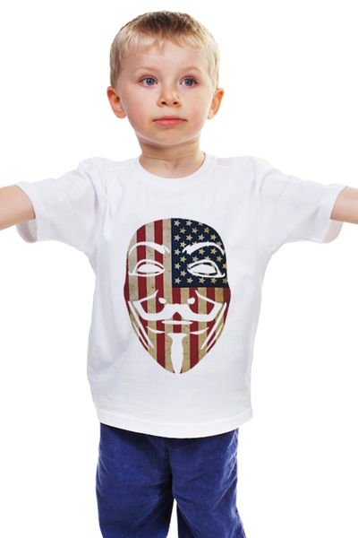 Заказать детскую футболку в Москве. Детская футболка классическая унисекс USA Anonymous от skynatural - готовые дизайны и нанесение принтов.