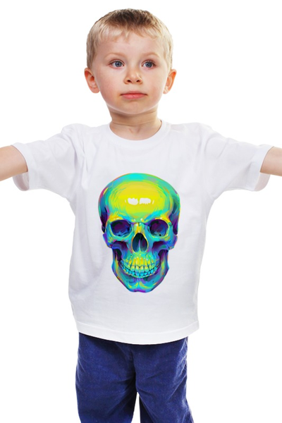 Заказать детскую футболку в Москве. Детская футболка классическая унисекс Colorfull skull от scoopysmith - готовые дизайны и нанесение принтов.
