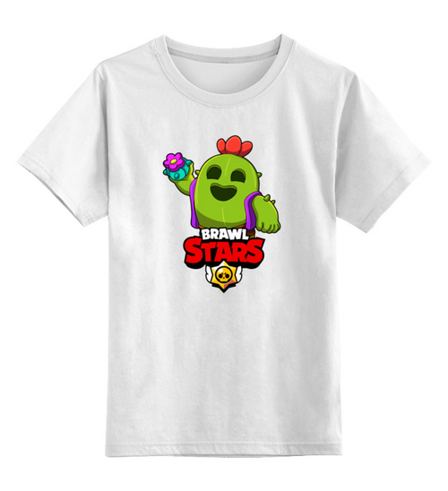 Заказать детскую футболку в Москве. Детская футболка классическая унисекс BRAWL STARS SPIKE от geekbox - готовые дизайны и нанесение принтов.