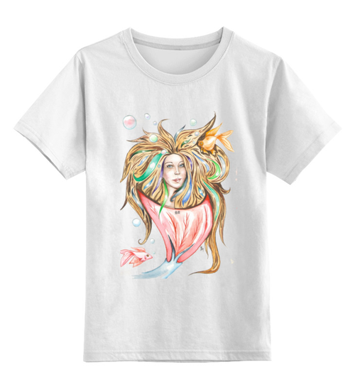 Заказать детскую футболку в Москве. Детская футболка классическая унисекс Русалка от Виктория Ку - готовые дизайны и нанесение принтов.