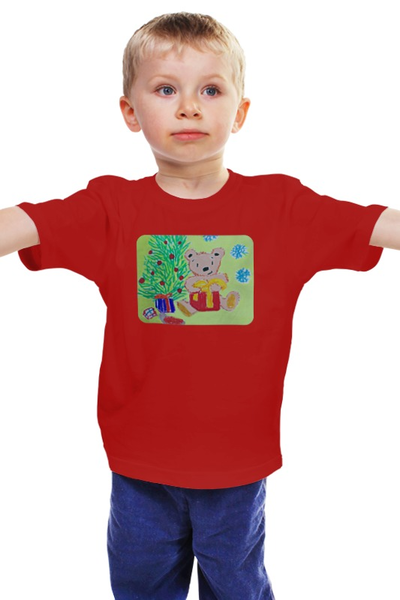 Заказать детскую футболку в Москве. Детская футболка классическая унисекс Новогодний мишка от mrs-snit@yandex.ru - готовые дизайны и нанесение принтов.
