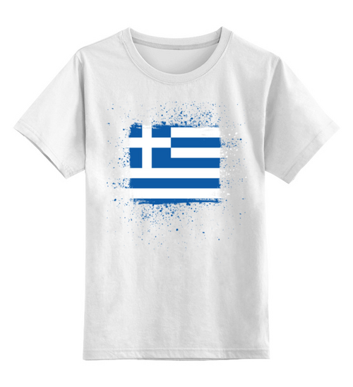 Заказать детскую футболку в Москве. Детская футболка классическая унисекс Греческий флаг (гранж) от GRstyle  - готовые дизайны и нанесение принтов.