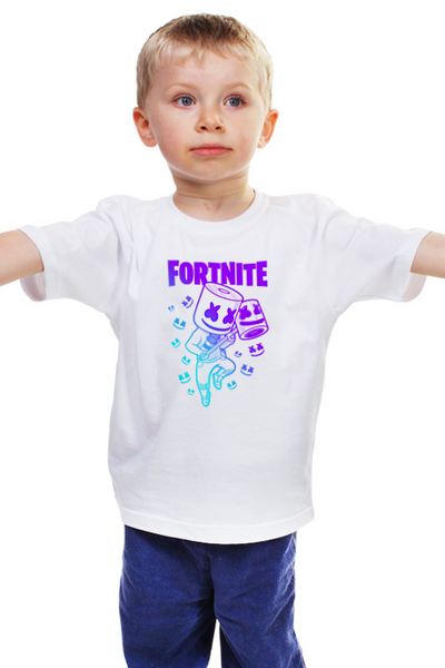 Заказать детскую футболку в Москве. Детская футболка классическая унисекс MARSHMELLO FORTNITE от geekbox - готовые дизайны и нанесение принтов.