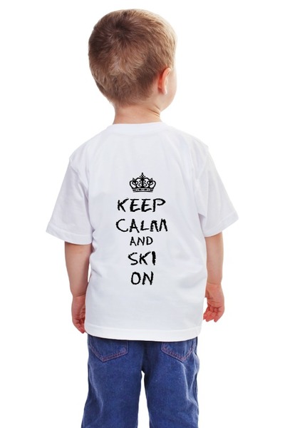 Заказать детскую футболку в Москве. Детская футболка классическая унисекс Keep Calm and Ski On от Just kidding - готовые дизайны и нанесение принтов.