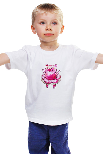 Заказать детскую футболку в Москве. Детская футболка классическая унисекс свинка от THE_NISE  - готовые дизайны и нанесение принтов.