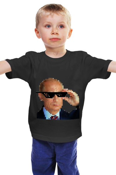 Заказать детскую футболку в Москве. Детская футболка классическая унисекс Pixel Putin от karbafoss - готовые дизайны и нанесение принтов.