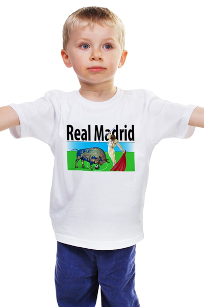 Заказать детскую футболку в Москве. Детская футболка классическая унисекс real Madrid от alexs - готовые дизайны и нанесение принтов.
