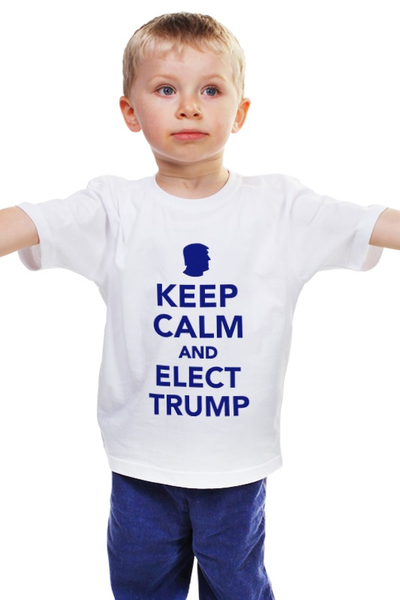 Заказать детскую футболку в Москве. Детская футболка классическая унисекс Elect Trump от skynatural - готовые дизайны и нанесение принтов.