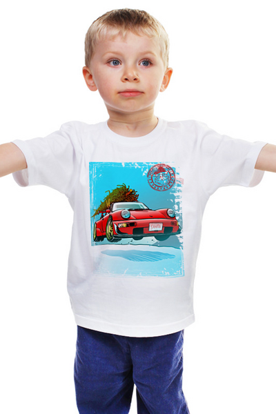 Заказать детскую футболку в Москве. Детская футболка классическая унисекс Christmas Car от balden - готовые дизайны и нанесение принтов.