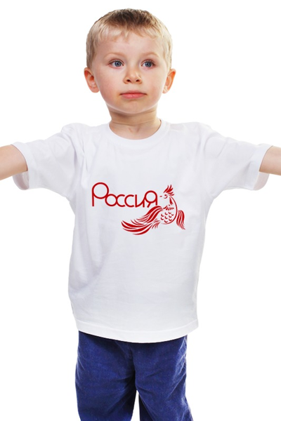 Заказать детскую футболку в Москве. Детская футболка классическая унисекс Россия(Хохлома) от gopotol - готовые дизайны и нанесение принтов.