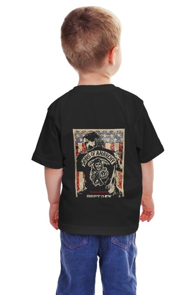 Заказать детскую футболку в Москве. Детская футболка классическая унисекс мама анархия папа стакан бурбона от biowulw@yandex.ru - готовые дизайны и нанесение принтов.