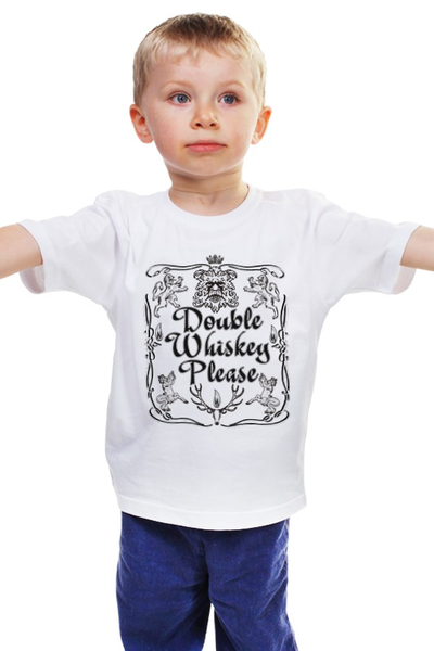 Заказать детскую футболку в Москве. Детская футболка классическая унисекс Двойной виски пожалуйста от Djimas Leonki - готовые дизайны и нанесение принтов.