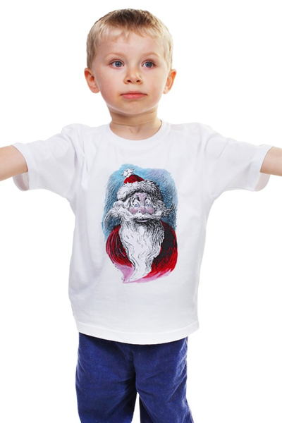 Заказать детскую футболку в Москве. Детская футболка классическая унисекс Funny Santa от syntheticcyborg - готовые дизайны и нанесение принтов.