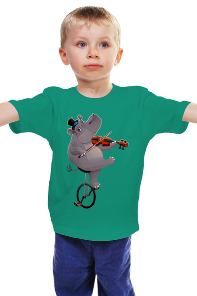 Заказать детскую футболку в Москве. Детская футболка классическая унисекс Забавный бегемот от svetlanas - готовые дизайны и нанесение принтов.