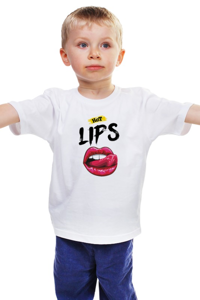 Заказать детскую футболку в Москве. Детская футболка классическая унисекс HOT LIPS от Антон Кудрявцев - готовые дизайны и нанесение принтов.