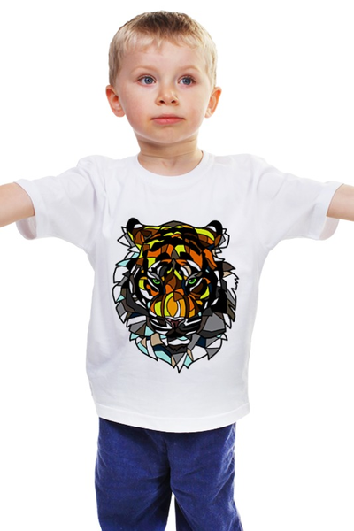 Заказать детскую футболку в Москве. Детская футболка классическая унисекс морда тигра от krolya_spb@mail.ru - готовые дизайны и нанесение принтов.