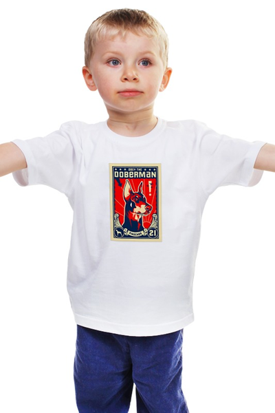 Заказать детскую футболку в Москве. Детская футболка классическая унисекс Собака: DOBERMAN от Виктор Гришин - готовые дизайны и нанесение принтов.