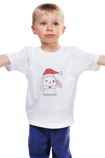 Заказать детскую футболку в Москве. Детская футболка классическая унисекс Новогодний кролик от Алексей  - готовые дизайны и нанесение принтов.