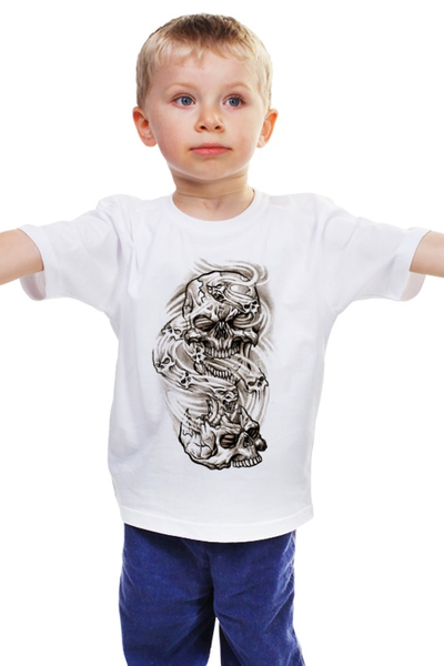 Заказать детскую футболку в Москве. Детская футболка классическая унисекс Smoke Skulls от Leichenwagen - готовые дизайны и нанесение принтов.