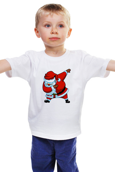 Заказать детскую футболку в Москве. Детская футболка классическая унисекс Dabbing Santa от skynatural - готовые дизайны и нанесение принтов.