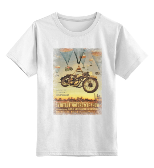 Заказать детскую футболку в Москве. Детская футболка классическая унисекс Vintage Motorcycle Show от lisalisa11@list.ru - готовые дизайны и нанесение принтов.