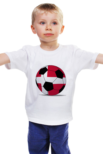 Заказать детскую футболку в Москве. Детская футболка классическая унисекс Футбол Дания от posterman - готовые дизайны и нанесение принтов.