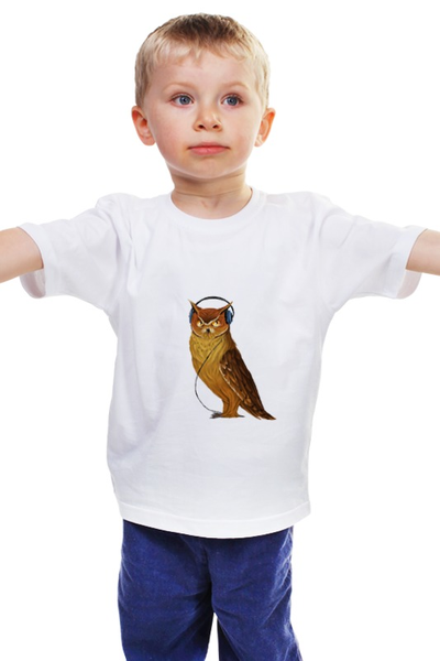 Заказать детскую футболку в Москве. Детская футболка классическая унисекс Сова в наушниках от YellowCloverShop - готовые дизайны и нанесение принтов.