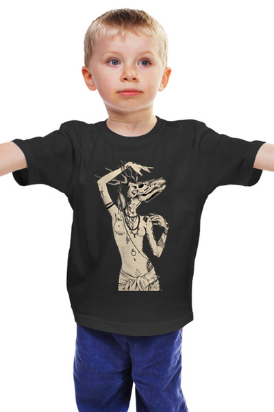 Заказать детскую футболку в Москве. Детская футболка классическая унисекс Девушка с черепом оленя от HeyleyFox  - готовые дизайны и нанесение принтов.