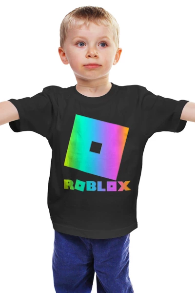 Заказать детскую футболку в Москве. Детская футболка классическая унисекс Roblox неоновый логотип от weeert - готовые дизайны и нанесение принтов.