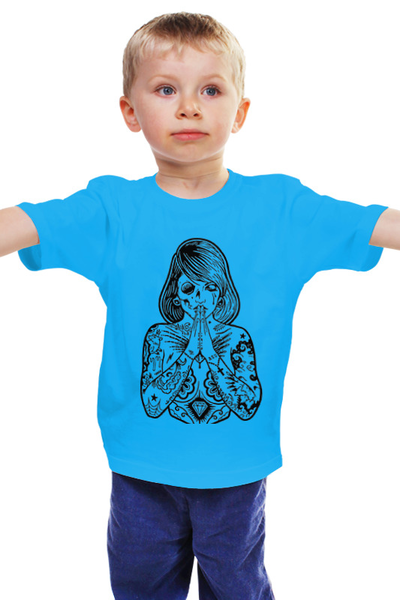 Заказать детскую футболку в Москве. Детская футболка классическая унисекс tattoo girl от ИНДИГО - готовые дизайны и нанесение принтов.