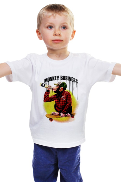 Заказать детскую футболку в Москве. Детская футболка классическая унисекс Monkey (Обезьяна) от Мария Борисенкова - готовые дизайны и нанесение принтов.