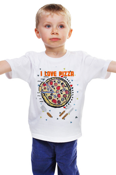 Заказать детскую футболку в Москве. Детская футболка классическая унисекс Пицца от evragka  - готовые дизайны и нанесение принтов.