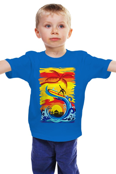 Заказать детскую футболку в Москве. Детская футболка классическая унисекс На волне от printik - готовые дизайны и нанесение принтов.