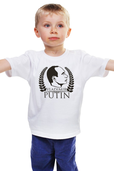 Заказать детскую футболку в Москве. Детская футболка классическая унисекс Vladimir Putin от gopotol - готовые дизайны и нанесение принтов.