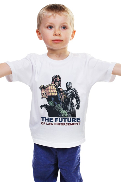 Заказать детскую футболку в Москве. Детская футболка классическая унисекс Дредд и Робокоп от priceless - готовые дизайны и нанесение принтов.